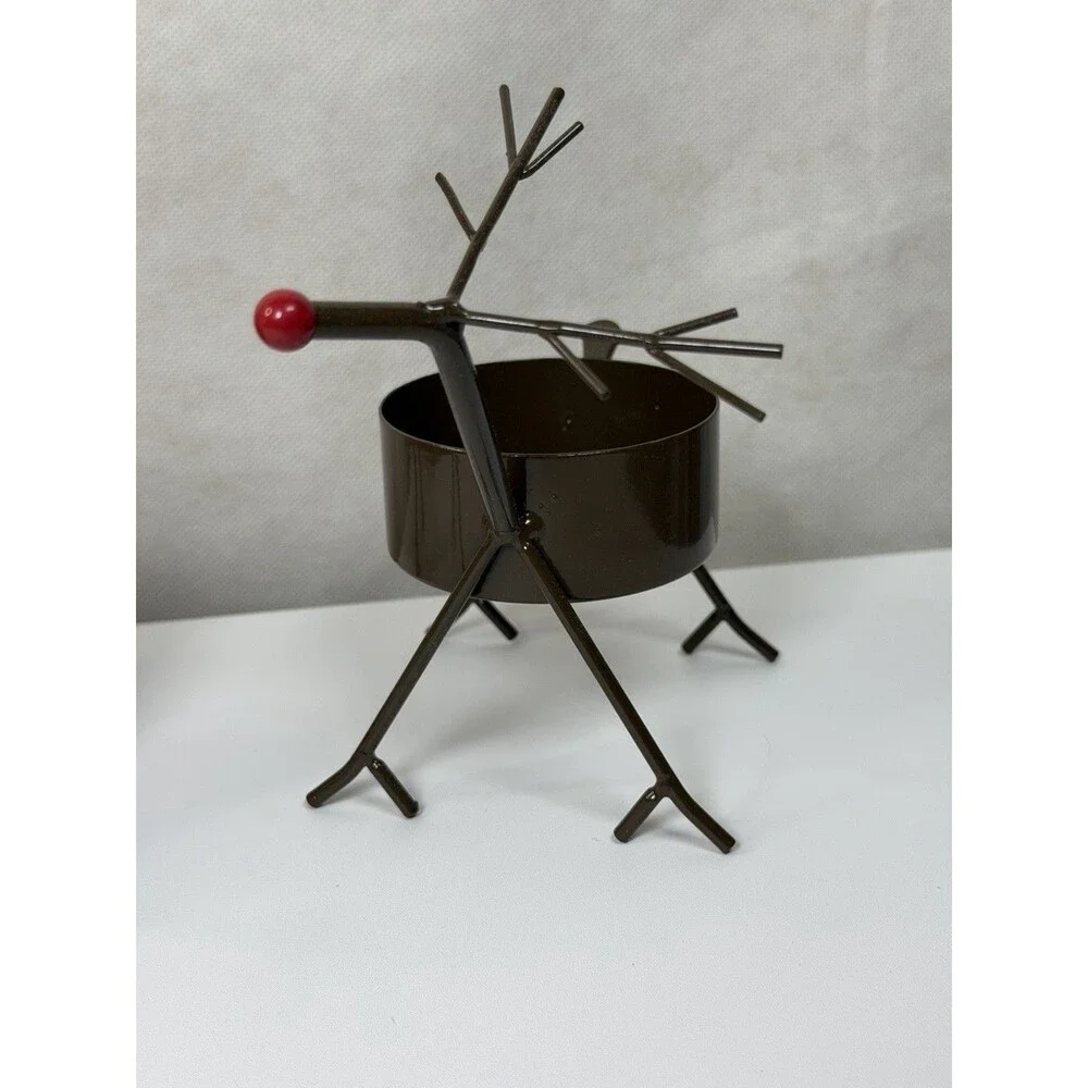 Gold Canyon Christmas Mini Reindeer Tealight Holders Set of 2 Vtg Holiday Box